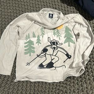 4t little boys gap organic long sleeve shirt -grey dog skiing shirt